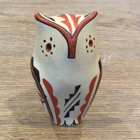 Vintage Juana Jemez Native American - Indian Handmade Clay Owl Signed